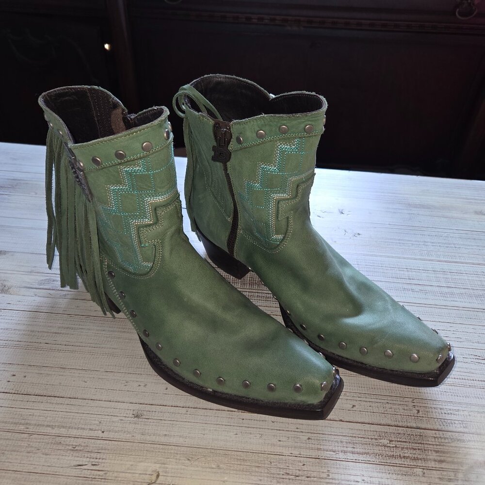 Double D Ranch Old Gringo Concho Studded Fringe Cowboy Boots Women's Size 8.5
